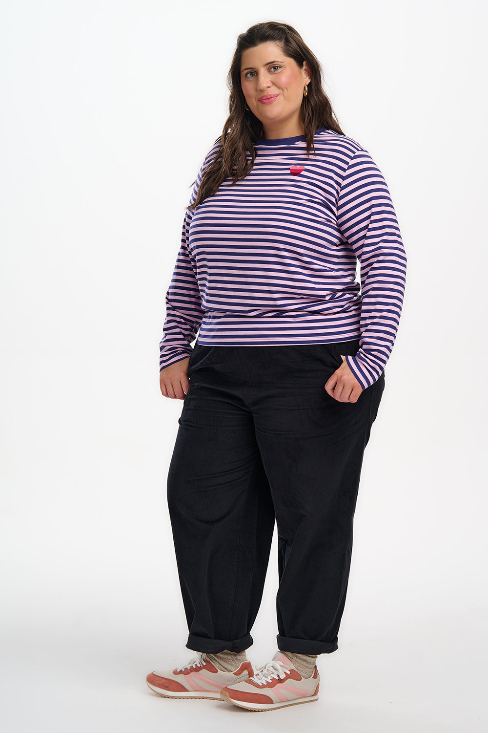 Brunswick Jersey Top - Navy/Lilac, Ombre Heart