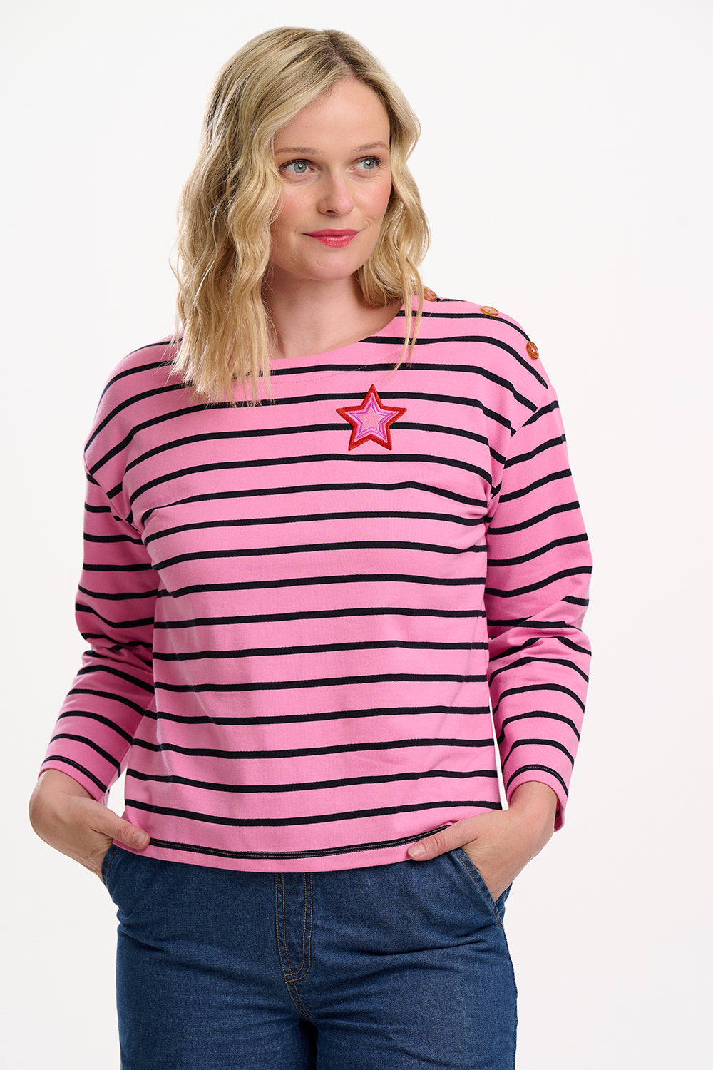 Celine Breton Top - Pink/Black, Star