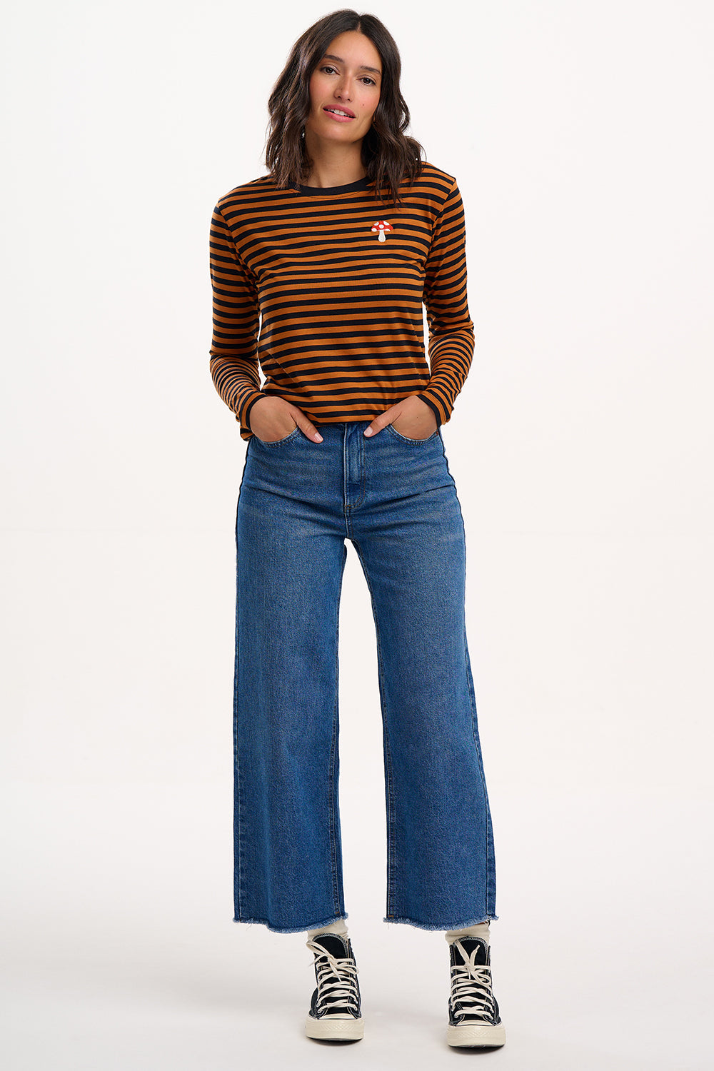 Brunswick Jersey Top - Brown/Black, Mushroom