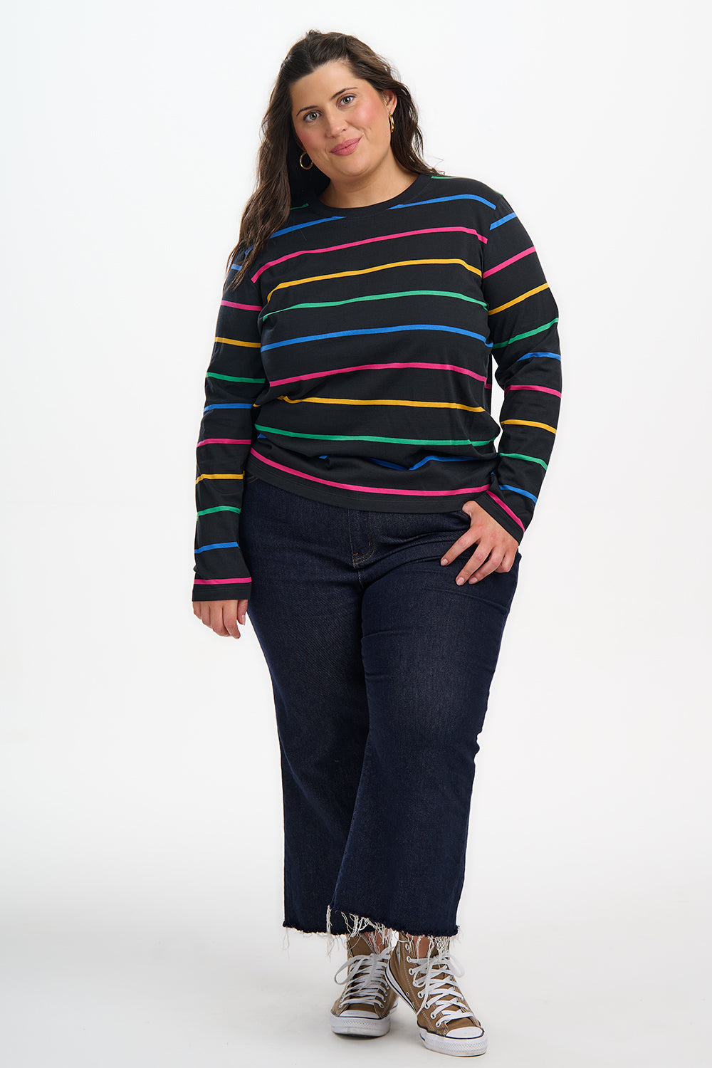 Brunswick Jersey Top - Black/Multi, Nightglow Stripe