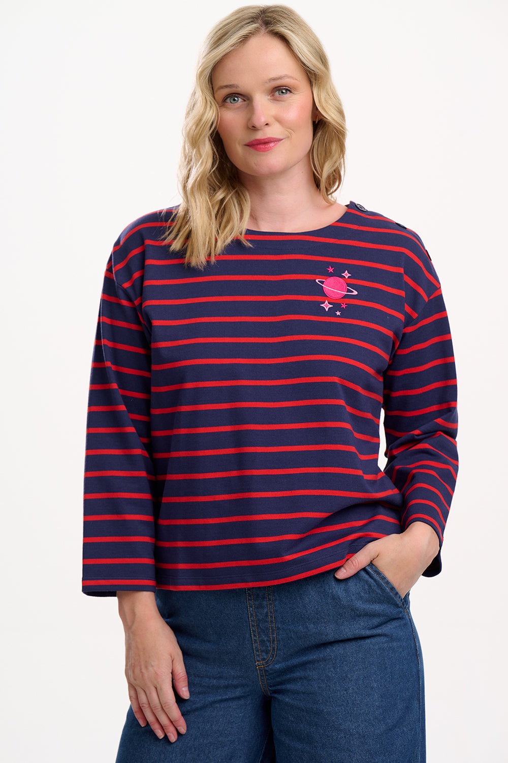 Celine Breton Top - Navy/Red, Planet