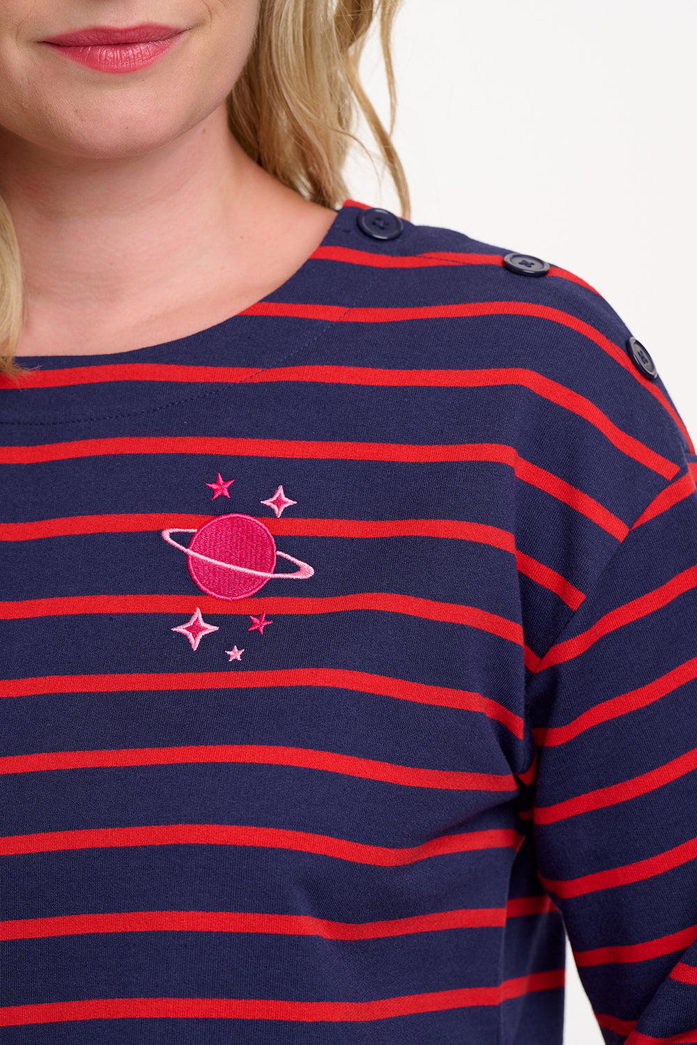 Celine Breton Top - Navy/Red, Planet