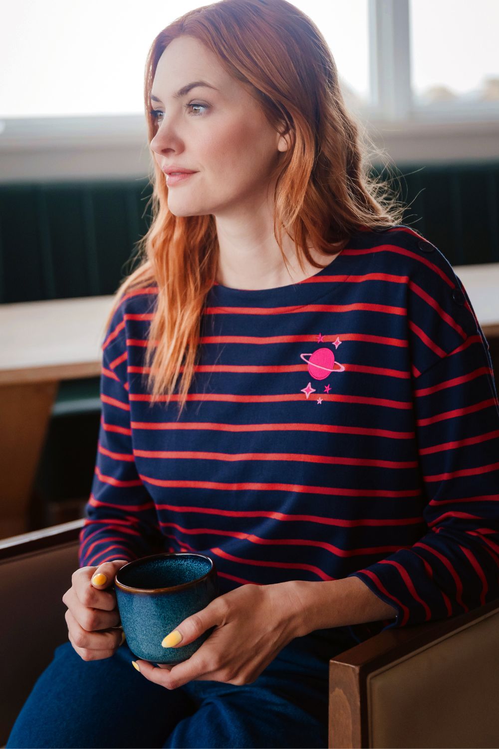 Celine Breton Top - Navy/Red, Planet