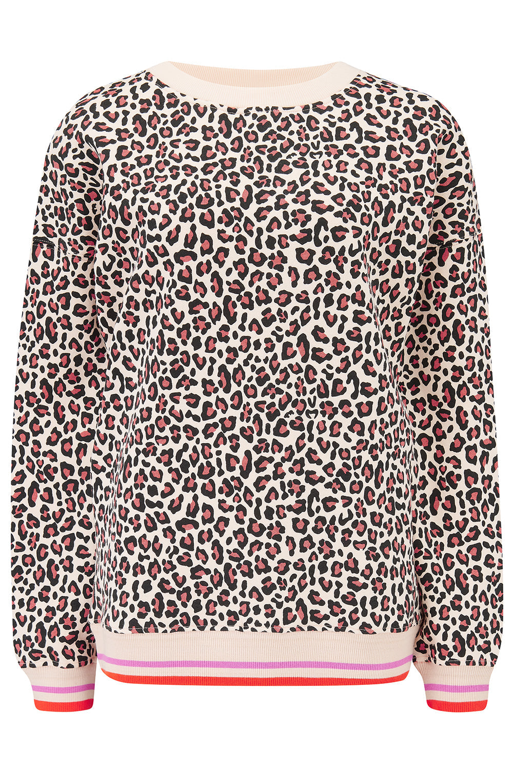 Eadie Relaxed Sweatshirt - Stone, Classic Leopard Retro Stripe
