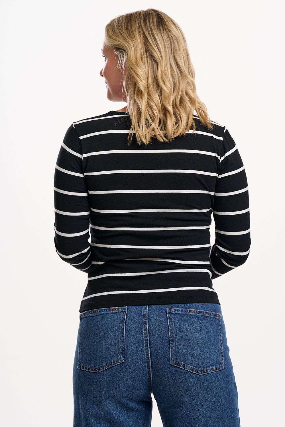 Josie Jersey Top - Black/White, Stripe Leopard