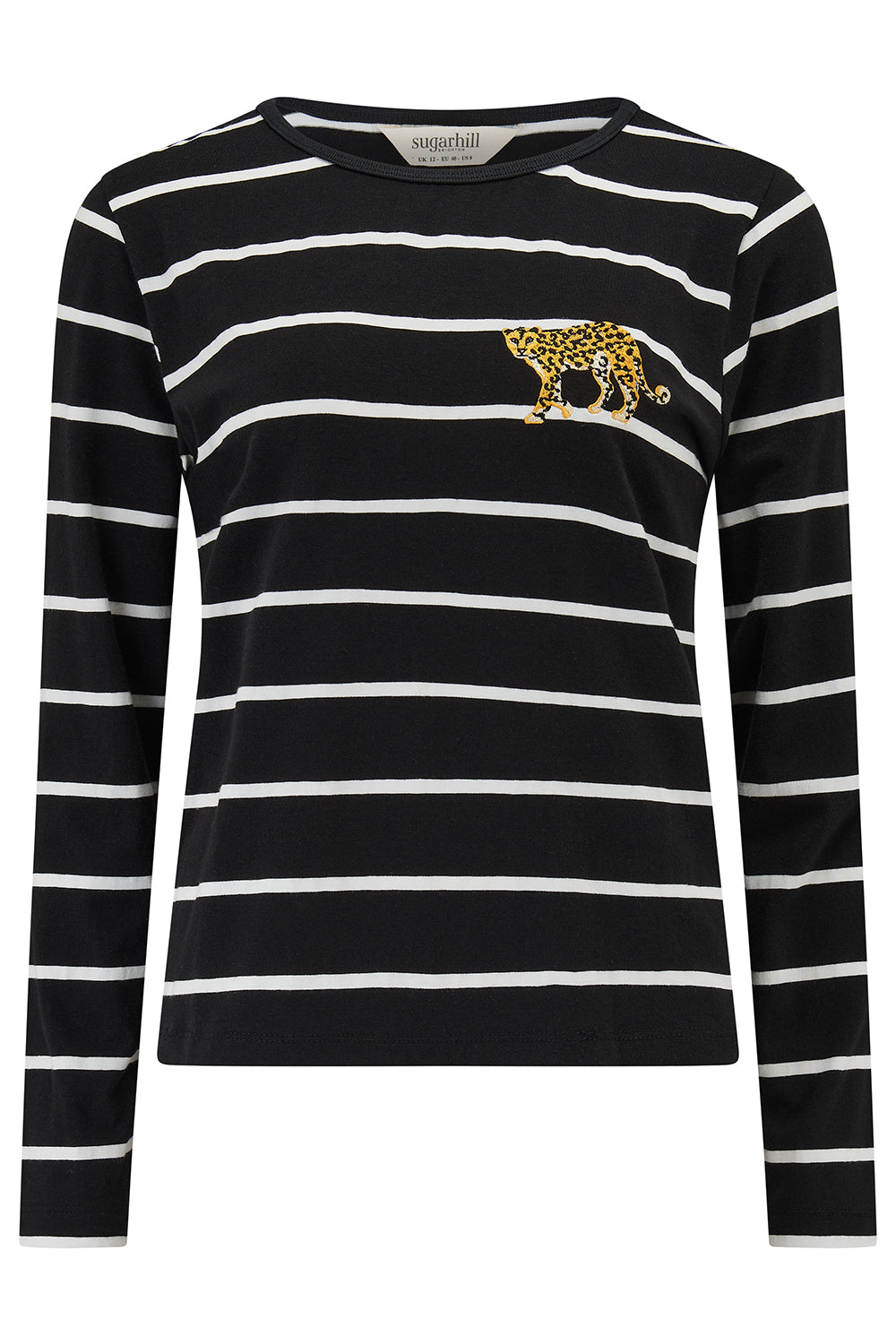 Josie Jersey Top - Black/White, Stripe Leopard