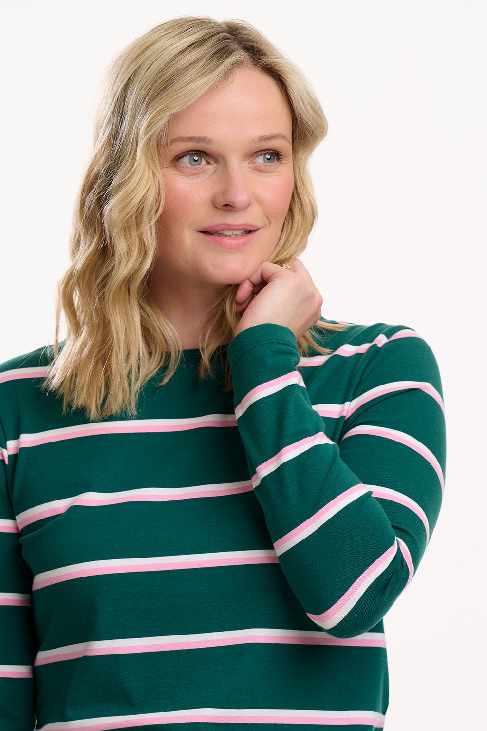 Josie Jersey Top - Green, Colour Pop Stripe