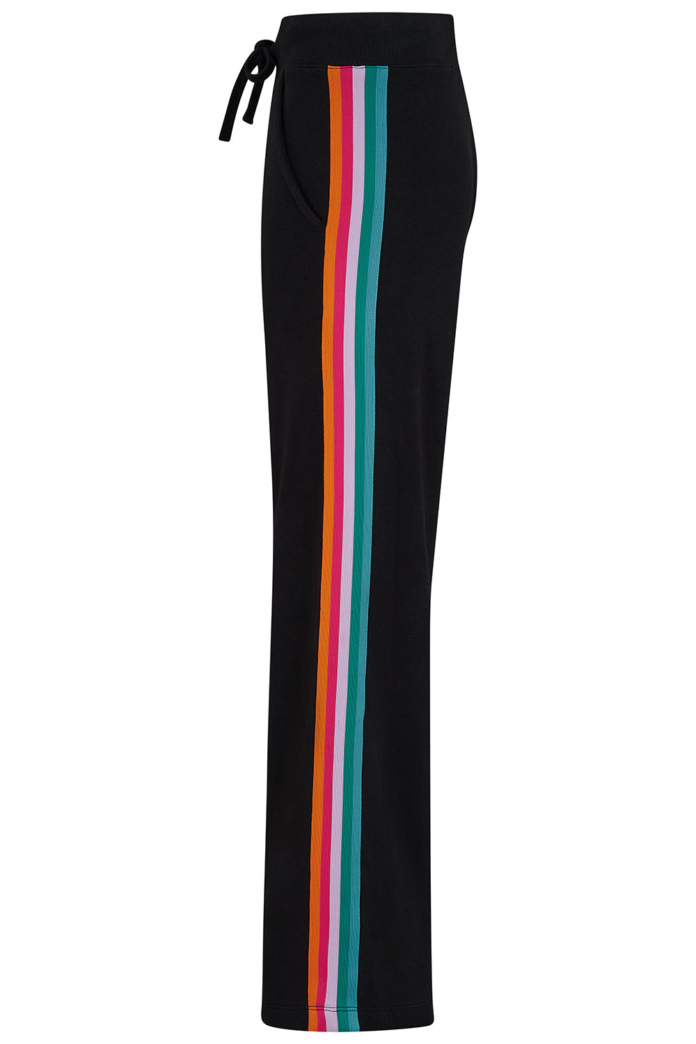 Laina Track Pants - Washed Black, Rainbow Trim
