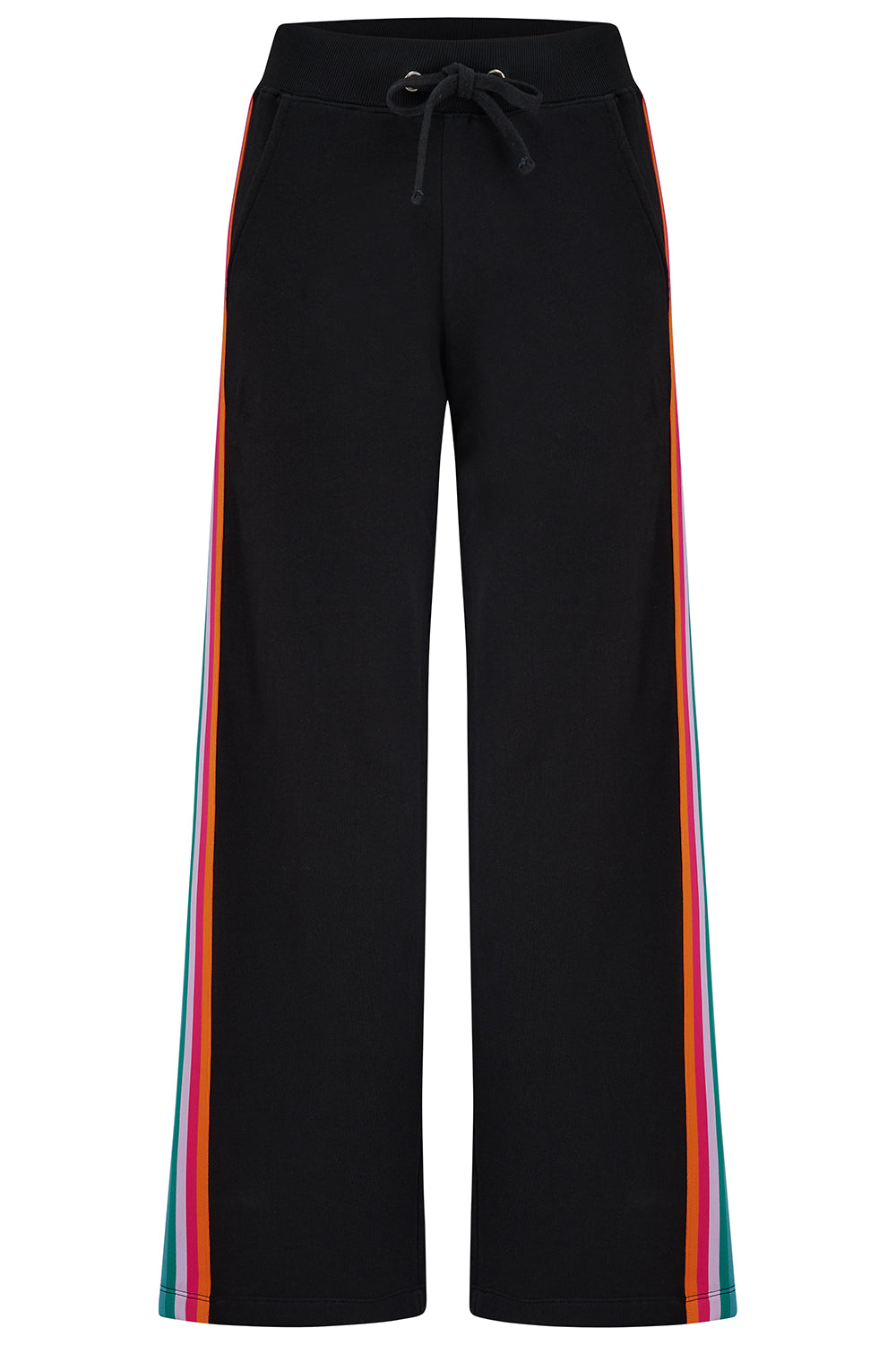Laina Track Pants - Washed Black, Rainbow Trim