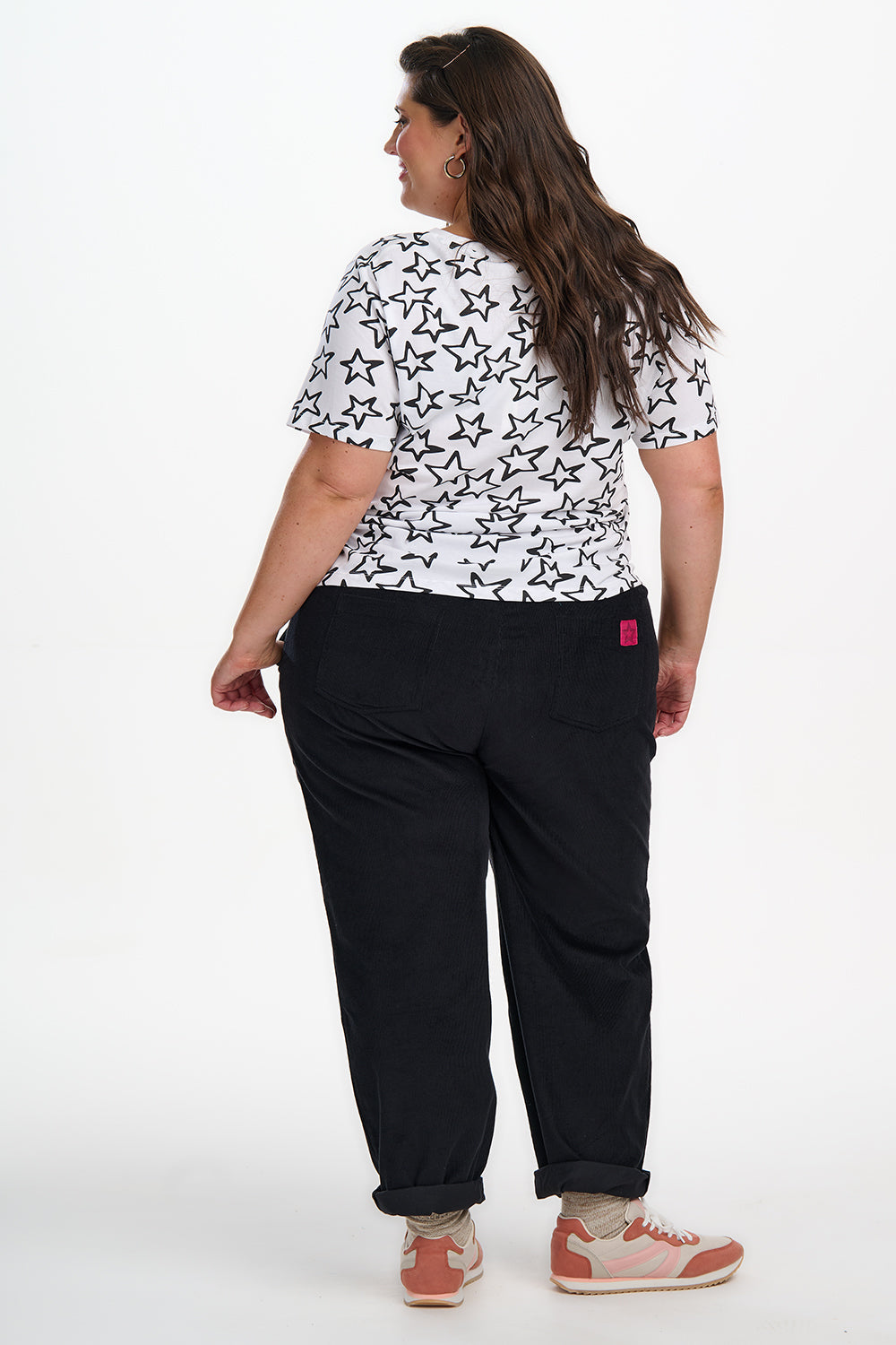 Maggie T-shirt - White/Black, Doodle Stars