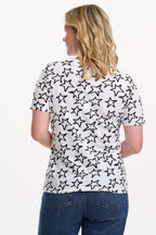 Maggie T-shirt - White/Black, Doodle Stars