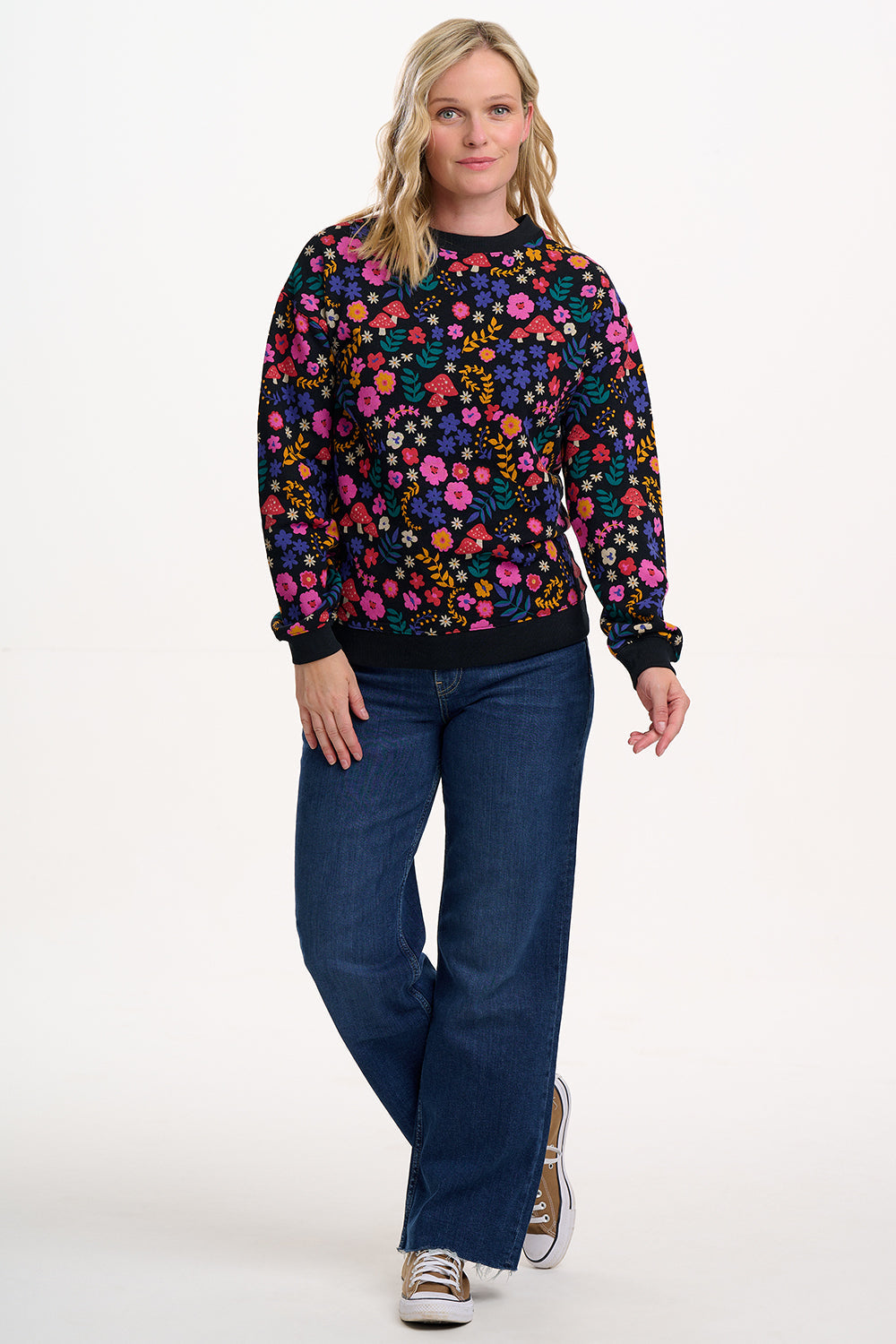 Noah Sweatshirt - Black/Multi, Toadstool Floral