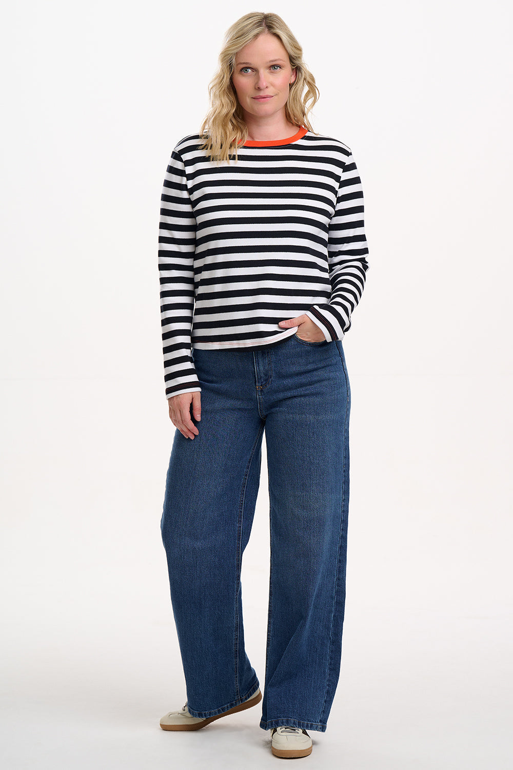 Vienna Jersey Top - White/Black, Striped Ringer